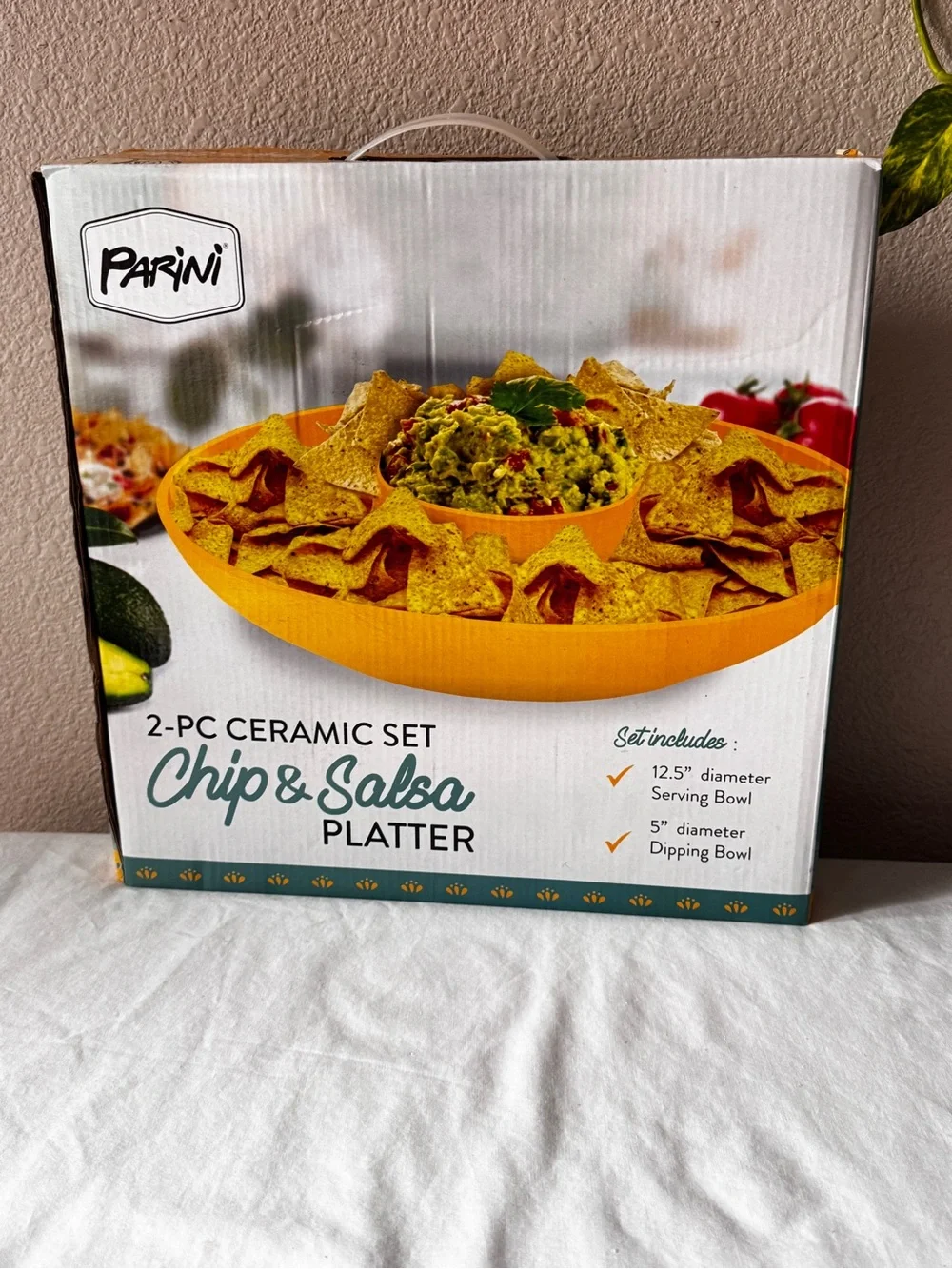 Yellow 2-Piece Ceramic Chip & Salsa Platter